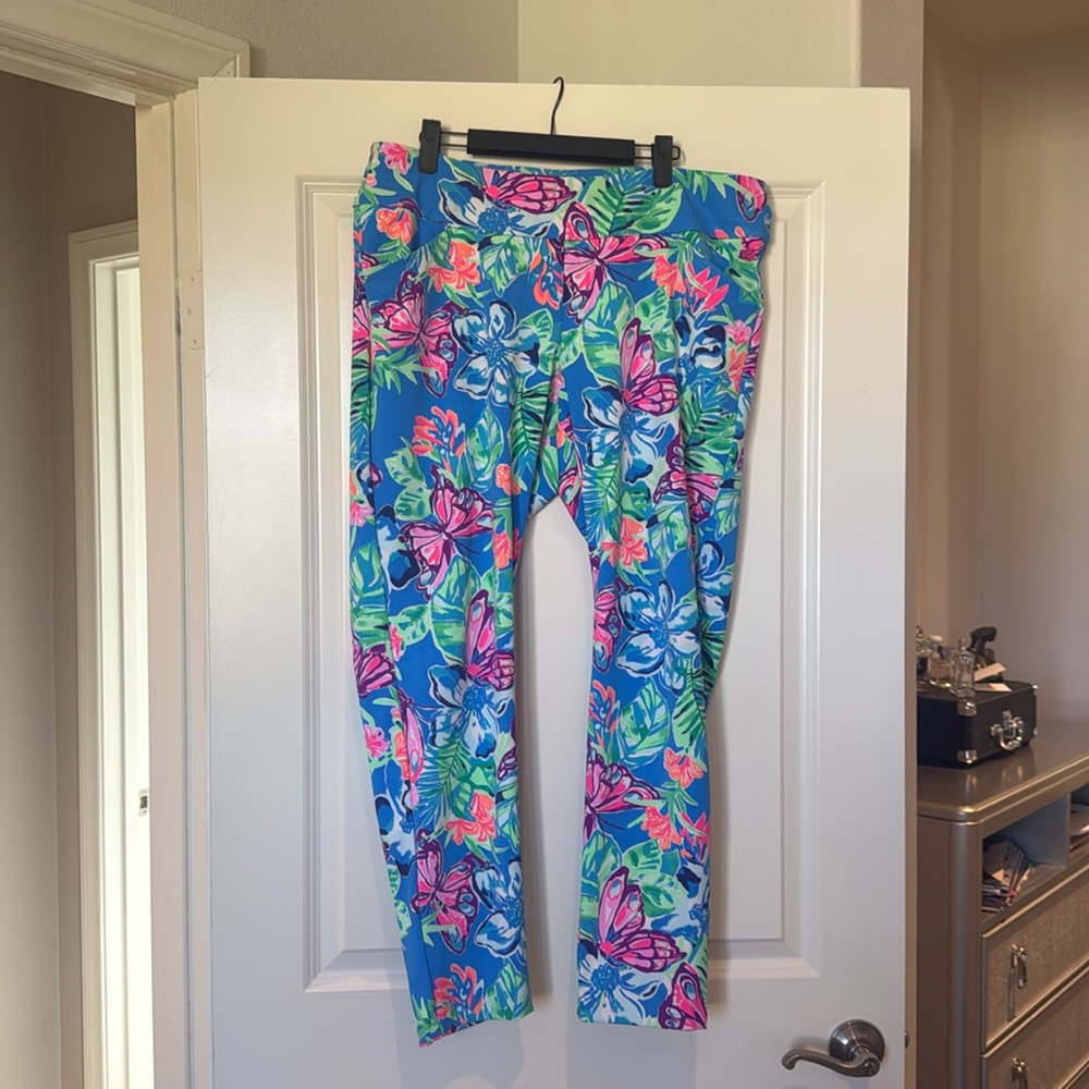 Lilly Pulitzer LUXLETIC CORSO PANT Pants Pundy Blue Isle Be Back Golf SZ 16